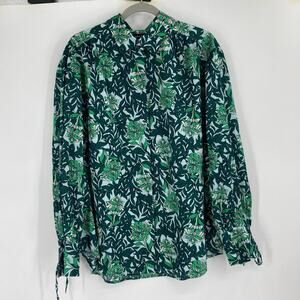 Lane Bryant Tropical Print Green Long Sleeve Top Women’s 18/20 Resort Cotton